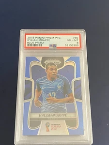 Panini Prizm 2018 Kylian Mbappe #80 Blue Prizm World Cup Francia/199 RC PSA 8 - Imagen 1 de 1
