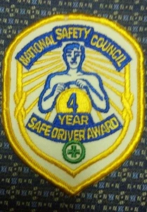 NATIONAL SAFETY COUNCIL 4 YEAR SAFE DRIVER AWARD Iron or Sew-On Patch - Picture 1 of 2