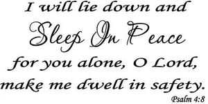 Psalms 4:8 11x22 Vinyl Wall Decal Wall Decal by Scripture Wall Art - Picture 1 of 6