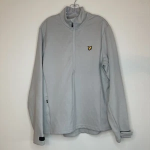 Lyle & Scott 1/2 Zip Pullover Jumper Sz L Light Blue Grey  Logo Fleece Lined - Picture 1 of 17