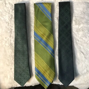 3 Vintage Wembley Neckties Green  Washable Pattern Stripes - Picture 1 of 9