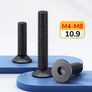 M4 M5 M6 M8 Black Flat Head Socket Cap Screws / Bolts, 10.9 Steel, DIN 7991 - Picture 1 of 67