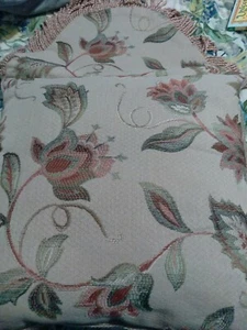 16" Square Needlepoint Pillow Rose Floral flap with Fringe clovers on opposite - Picture 1 of 12