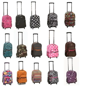 Deluxe Wheel Backpack Rolling 17" Carry on Travel Luggage Travel Bag School - Picture 1 of 30