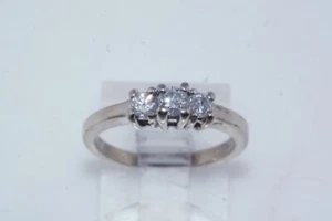 Diamond .25 tdw 14k White Gold Three Stone Ring sz 5.25 - Picture 1 of 6