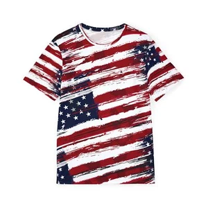 Camisa deportiva para hombre con estampado integral de bandera americana que absorbe la humedad - Imagen 1 de 25
