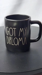 Rae Dunn GOT MY DIPLOMA Black Coffee Tea Mug NEW NWOT - Picture 1 of 3