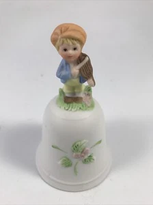 Vintage HOMCO BOY with VIOLIN Bisque Porcelain BELL #1416 - Hand Painted - Picture 1 of 6