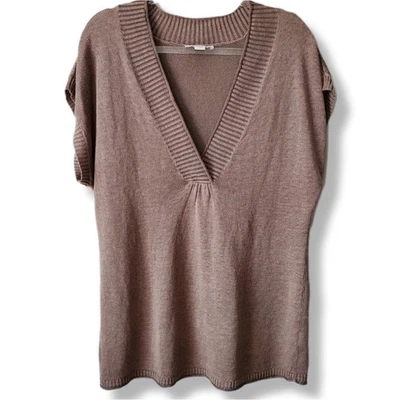 Women Linen Knit Sleeveless Tunic Top 10 12 Neutral Tan Minimalist Lagenlook NEW - Image 1 of 4