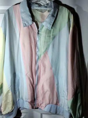 Silk Jacket Windbreaker Retro 80s 90s Blair Sz 2XL Workout READ - Image 1 of 4