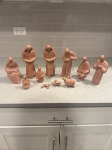 VTG 70s RARE Abbey Grail Handcrafted Terracotta Nativity Set – 11 Pieces READ - Picture 1 of 21