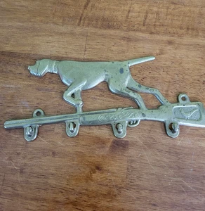 Portachiavi vintage ottone caccia cane caccia passione segugio cane decorazione T7 - Foto 1 di 8
