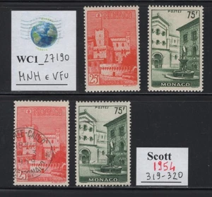 WC1_27190.MONACO. 1954 VIEWS OF MONACO sets. Sc. 319-320. 1st MNH/2nd Used - Picture 1 of 1