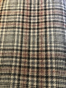Vintage Plaid Wool Fabric 4Yds 60"w Suit Weight ~ Beige, Taupe, Gray, Black, Red - Picture 1 of 6
