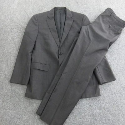 Traje Hugo Boss Para Hombres 38R Gris Carbón Dos Botones Chaqueta Pantalones Mezcla Lana Clásico Foto 1 de 4