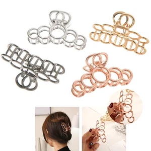 4 Pack Small Metal Claw Hair Clips 3.2 Inch Gold Silver Gift Curly Thick - Picture 1 of 6