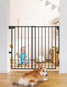 34" Tall No Bottom Bar Baby/Dog Gate for Stairs, House and Doorways, 29.7-46"W - Picture 1 of 8
