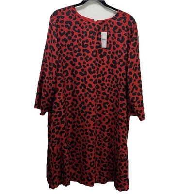 Vestido Ann Taylor para mujer talla 18 nuevo con etiquetas rojo negro estampado de leopardo plisado vestido recto Foto 1 de 4