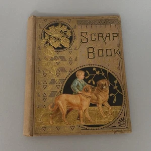 Scrapbook 1876 Antique Victorian Embossed Louis Wain Bernese Mountain Dog 1800s - Picture 1 of 16