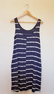 NEXT Navy Vest Dress Striped Sleeveless Short Size 14 Pockets - Picture 1 of 3