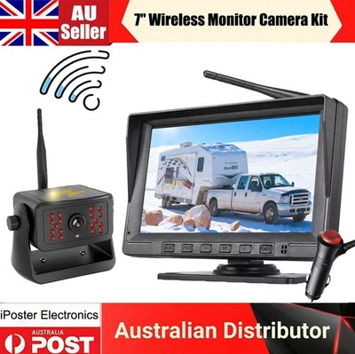 Wireless 7'' Monitor DVR Magnetic Solar 1080P Backup Camera for trailer RV truck - Image 1 of 4