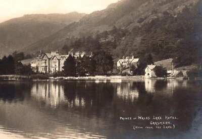 RPPC Reino Unido Grasmere Príncipe de Gales Lake Hotel Cumbria District foto postal vista Foto 1 de 3