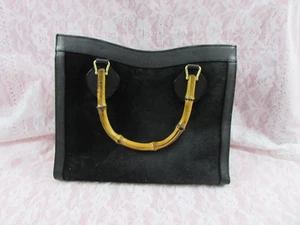 Autentica borsa Gucci Diana bambù tote bag in pelle scamosciata nera con feltro portaoggetti - Foto 1 di 18