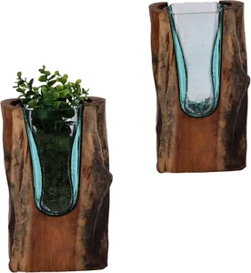 Glas Vase auf Wurzelholz – Naturdeko, Handarbeit, einzigartiges Unikat - Bild 1 von 10
