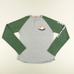 Vintage Hollister Shirt Mens Medium Gray Green Raglan Henley Newport Beach Y2K ^ - Picture 1 of 10