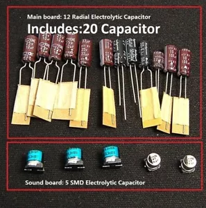 Sega Game Gear 20 Capacitor Repair Kit Fix no/low sound & Dim Screen DIY 20caps - Picture 1 of 8