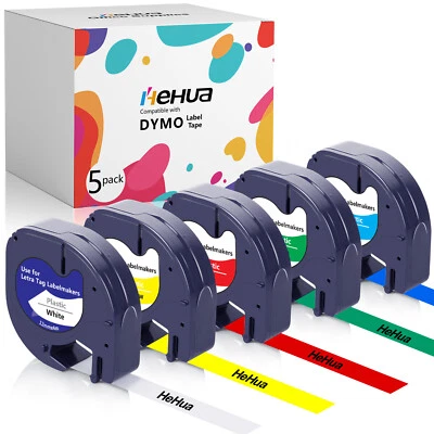 91331 Compatible Dymo Letra Tag Refill Plastic 12mm Label Tape LT-100H 1/2" - Image 1 of 4