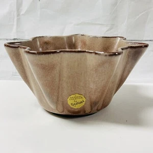 Frankoma Pottery Fluted Scalloped Flower Plant Bowl Dish Pot Brown Plainsman Vtg - Picture 1 of 6