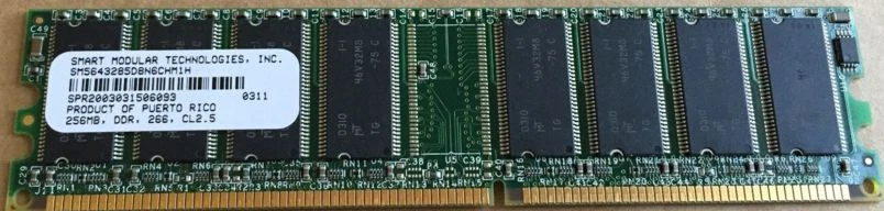 SMART MODULAR TECH  SM5643285D8N6CHM1H-DDR 266 CL2.5 256M  RAM  - Image 1 of 1