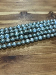 Old Stock 5mm Natural Freshwater Pearl Silver Grey Loose Beads 14in Strand - Picture 1 of 5