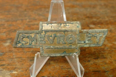 古董 20 世纪 20 年代雪佛兰领结黄铜散热器徽章美国制造 3 英寸 — 第 1/4 张图片