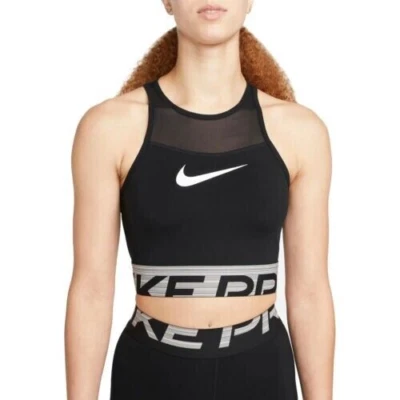 NUEVA Camiseta sin mangas Nike Pro Dri-Fit gráfica negra recortada de entrenamiento DM7689-010 para mujer S Foto 1 de 4