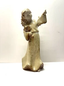 Ceramic Angel 12" Inch Figurine Beige Tan Glossy - Picture 1 of 5