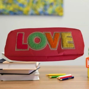 Zip Pouch Pencil Case Cosmetic Storage Pink Love School - Picture 1 of 1