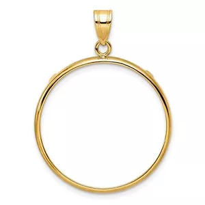 2008 $25 1/2 oz American Buffalo Prong Set Plain Polished Coin Bezel in 14k Gold - Picture 1 of 7