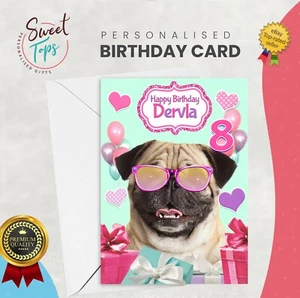 PERSONALISED A5 BIRTHDAY CARD DIVA PUG THEME | ANY NAME | AGE - Picture 1 of 1