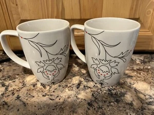 2~Corelle Coordinates Coffee Mugs Cups White Black Red flower. ROYAL LINES. - Picture 1 of 2