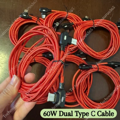 Кабель USB C на USB тип C под прямым углом 90 градусов шнур быстрой зарядки PD лот 6 футов - Изображение 1 из 4