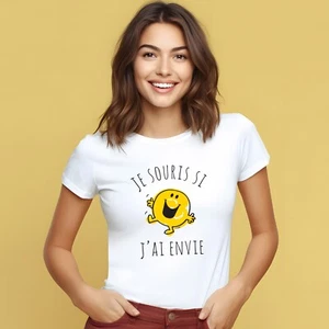 Women's Short Sleeve T-Shirt I Smile If I Want Color White - Picture 1 of 3