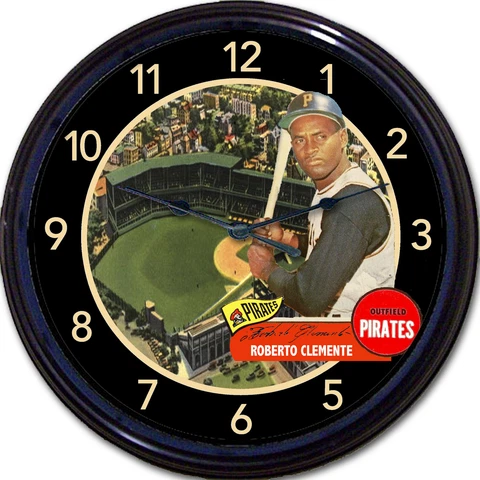 Roberto Clemente Pittsburgh Pirates Baseball Card Wall Clock Forbes Field MLB Cover