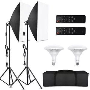 Studio Softbox Photography Lighting Kit with 150W 3000-6000K LED Bulbs M6F1 - Picture 1 of 10