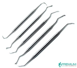 Juego de 5 instrumentos orales quirúrgicos dentales con mango octágono de elevación de senos paranasales de doble extremo - Imagen 1 de 4