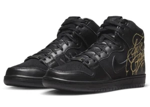 Size 8 - Nike SB Dunk High FAUST Black Gold | FREE SHIPPING ✅ - Picture 1 of 9