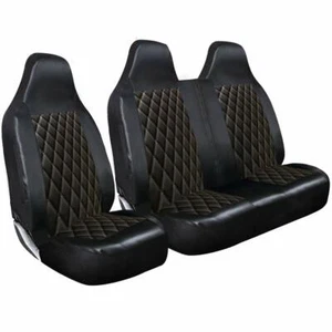 FOR RENAULT TRAFIC (2001-2014) - LUXURY QUILTED DIAMOND LEATHER VAN SEAT COVERS - Picture 1 of 1