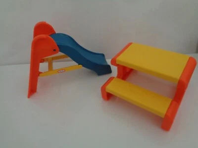Little Tikes dolls house furniture, slide and picnic table - Image 1 of 4