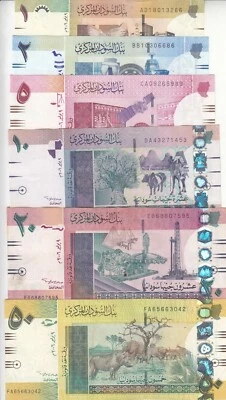 SUDAN 1 2 5 10 20 50 POUNDS 2006 P-64 65 66 67 68 69 TOP VF+ SET - Image 1 of 4